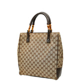 グッチ GGキャンバス バンブー ショルダーバッグ トートバッグ 112530 ブラウン キャンバス レザー レディース GUCCI 【中古】